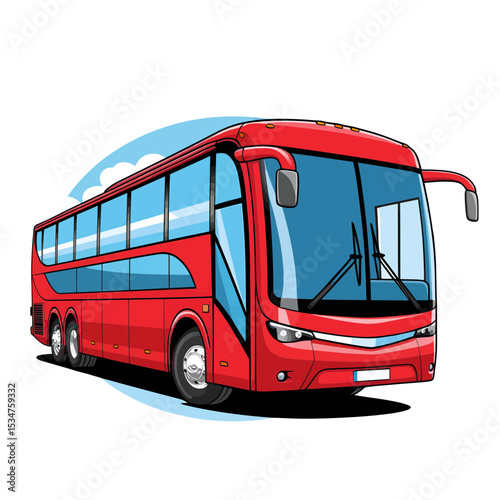 Illustration of a red double decker bus on white background