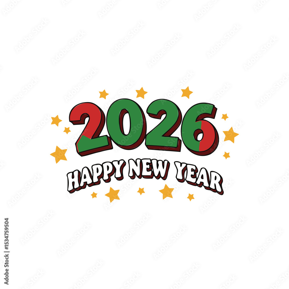 Fototapeta premium Happy new year 2 0 2 6 vector