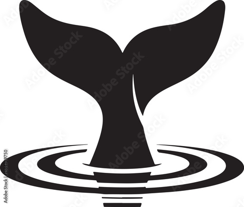 Whale Tail Emerging Vector Illustration of Marine Life in Ocean Water
