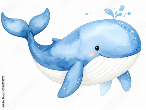 Cute animal watercolor illustrations_whale