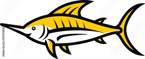 Detailed swordfish illustration on white background