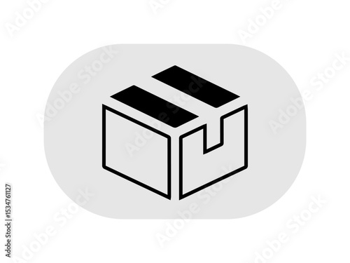 The box is drawn in an isometric perspective, giving it a three-dimensional appearance. The background is a light gray rounded rectangle.