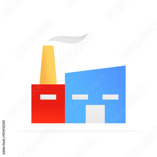 factory building icon, colored flat vector. modern and minimalist design.