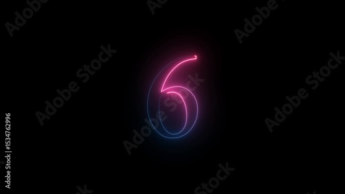 Wallpaper Mural A dynamic glowing neon number 6 animation icon . 6- Number Glowing neon icon on black background . Torontodigital.ca