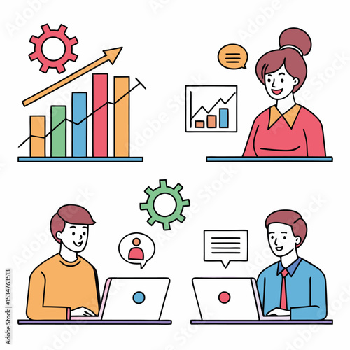 Business growth strategy teamwork collaboration illustration