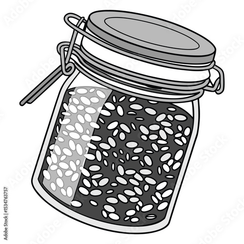 Glass jar of rice grains home canning storage