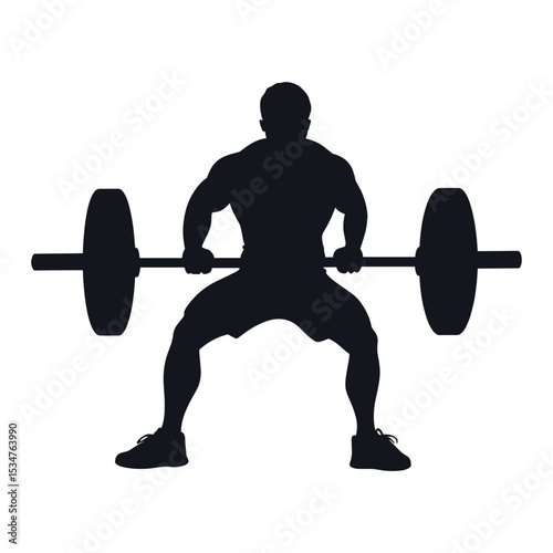 Weightlifter Silhouette Deadlift - Man Lifting Heavy Barbell Vector