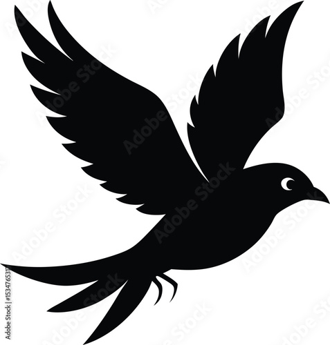 Vector illustration of a flying dove and eagle bird with spread wings symbolizing peace and freedom