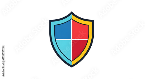 Modern Shield Icon Blue Red and Yellow on White Background Free Download Modern Shield Icon Blue Red and Yellow on White Background - GFXLoad