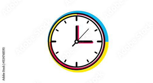 Free Download Simple Round Clock with Colorful Border on White Background - GFXLoad