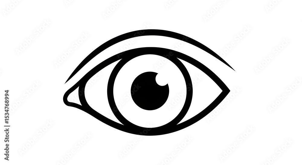 Obraz premium Stylized Eye Black and White Icon on White Background