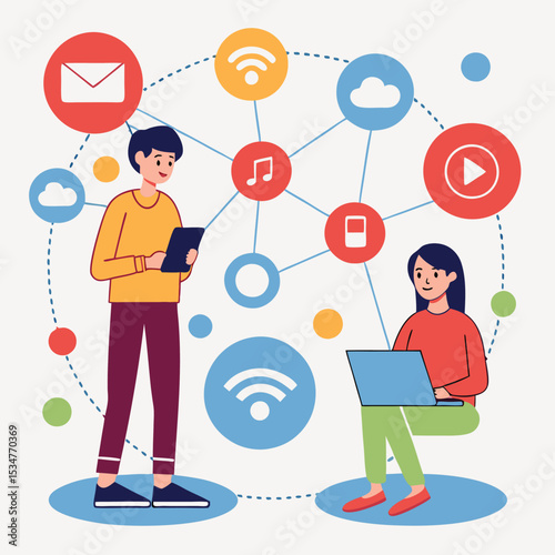 Young people connected through digital technology