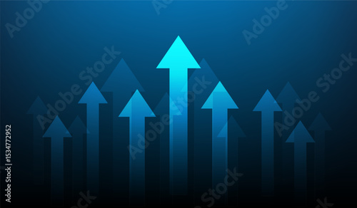 business arrow startup achievement glowing to success background