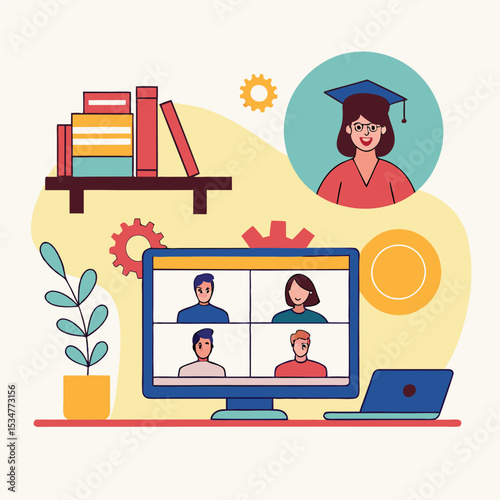 Online class meeting virtual education students learning