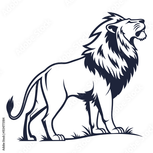Majestic vector illustration of a roaring lion silhouette on a clean white background