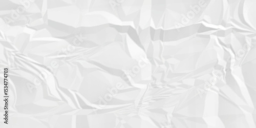 White abstract crumple obsolete billboard rumple. wrinkle ripped creased white crumple aged closeup craft document grunge recycling paper background.	