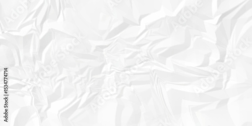 White abstract crumple obsolete billboard rumple. wrinkle ripped creased white crumple aged closeup craft document grunge recycling paper background.	