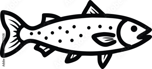 Detailed illustration of a trout fish on white background