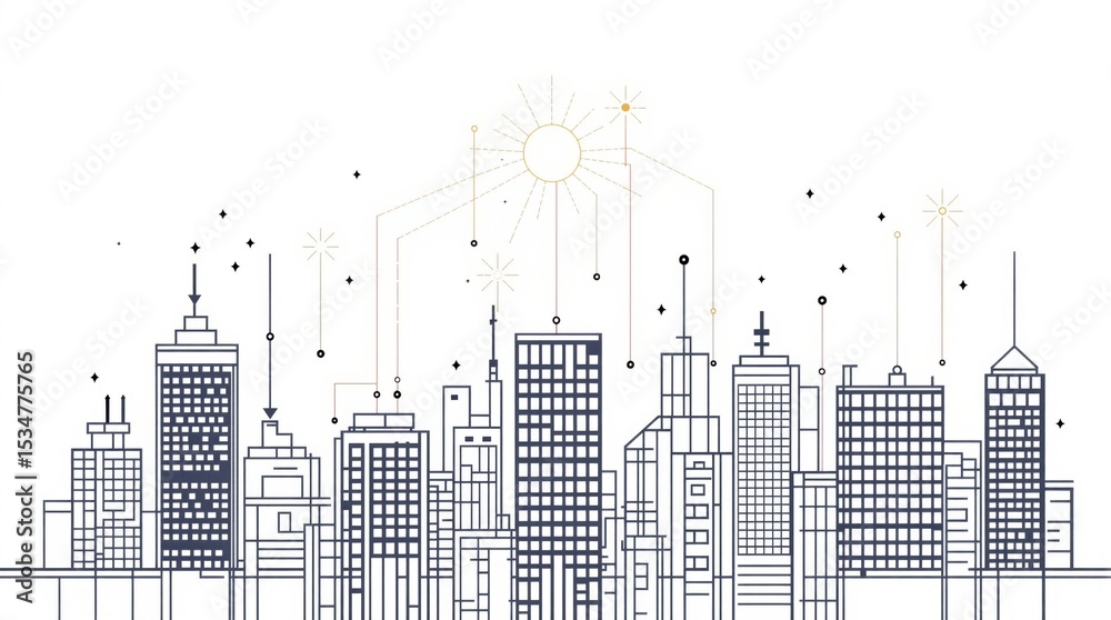 Fototapeta premium City Skyline Minimalist Illustration