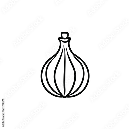 Stylized Black and White Outline of an Ornate Bottle Drawing Design