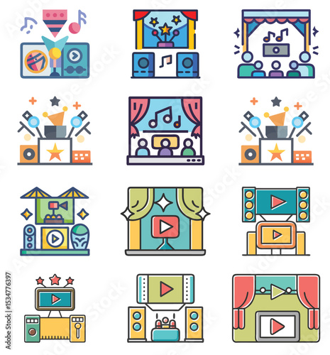 Entertainment icon set vector for ui ux