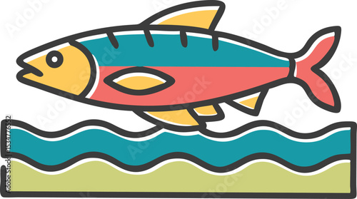 Detailed illustration of a trout fish on white background