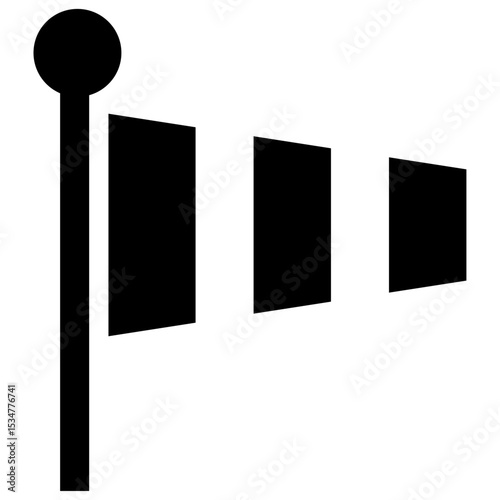 The image depicts a windsock, which is a conical textile tube used to indicate wind direction and speed.