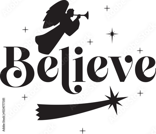 Believe, Nativity Christmas Ornament SVG design, Jesus is King, Nativity Scene, Angels, Mary and Joseph
