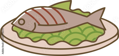 High resolution tuna fish illustration on white background