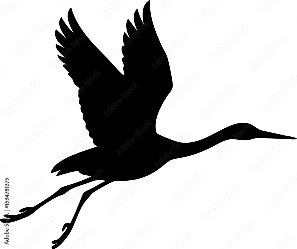 Obraz premium Spoonbill Seabird Silhouette on Transparent Background – Flat Black Vector Illustration