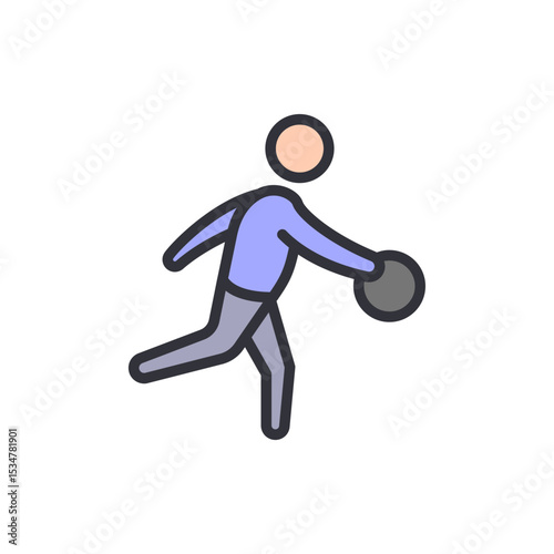 Illustration Of A Person Bowling In Simple Style With A Round Ball