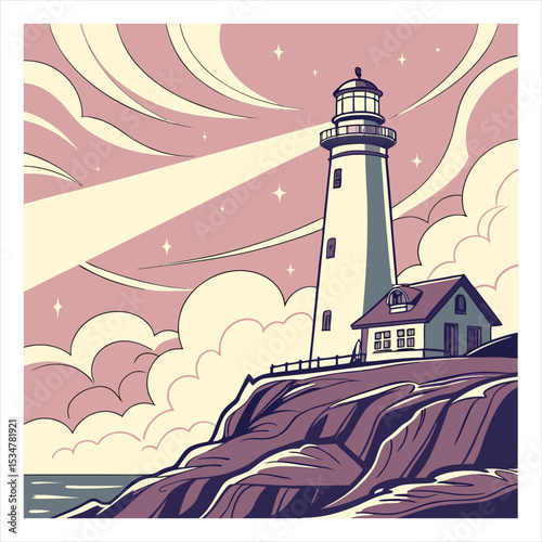 lighthouse on the island,T-shirt design