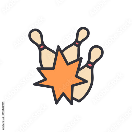 Strike Impact Depicting Bowling Pins Cartoon Isolated On Transparency