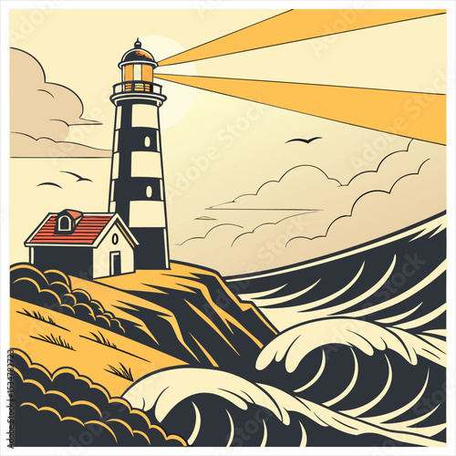 lighthouse on the coast,T-shirt design