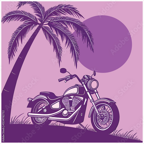 motorcycle on the beach,T-shirt design