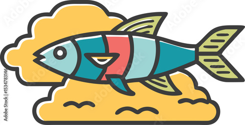 White cloud minnow fish illustration on white background