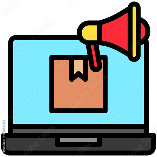 Ads Studio outline color, mini illustration icon. use for modern concept, print, UI, UX kit, web and app development. Vector related to product offering, marketing, business.