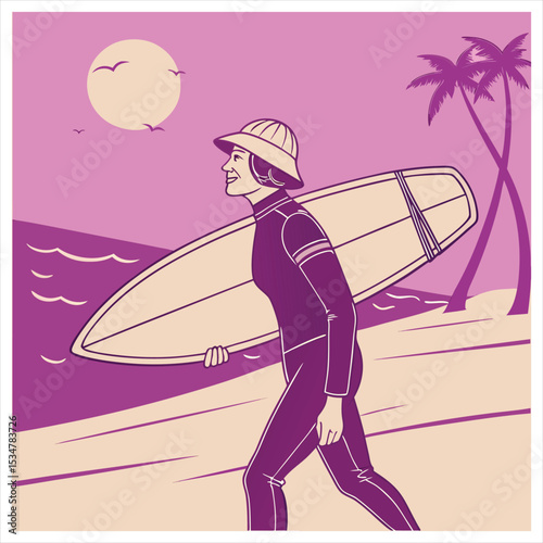 surfer on the beach,T-shirt design