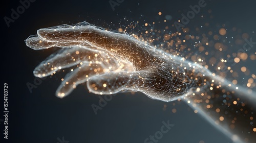 Digital Hand with Glowing Particles in Futuristic Style for Technology and Innovation Concepts