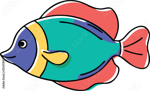 Yellow tang fish illustration on white background