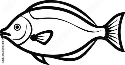 Yellow tang fish illustration on white background