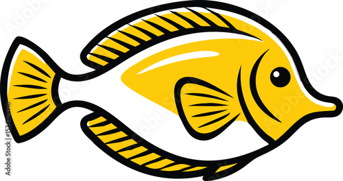 Yellow tang fish illustration on white background