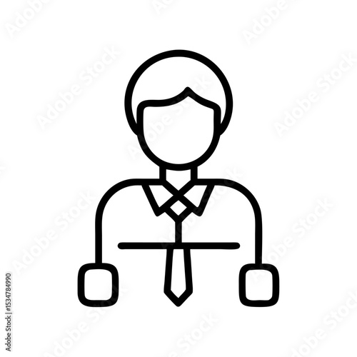 "Minimal CEO Icon Line Art – Business Leader Avatar in Tie with Sparkles for Corporate, Leadership, Success, and Professional Branding Designs"