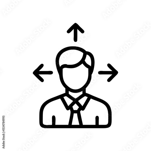"Minimal CEO Icon Line Art – Business Leader Avatar in Tie with Sparkles for Corporate, Leadership, Success, and Professional Branding Designs"