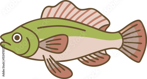 Yellow watchman goby fish illustration on white background