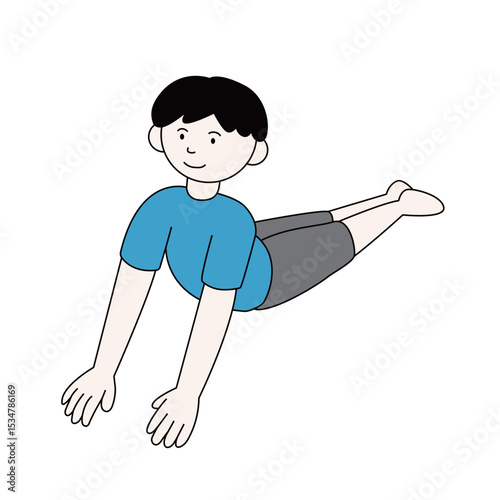 コブラのヨガポーズをする男性
