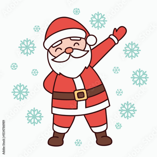 Cheerful santa claus dabbing with snowflakes perfect for christmas holiday celebrations