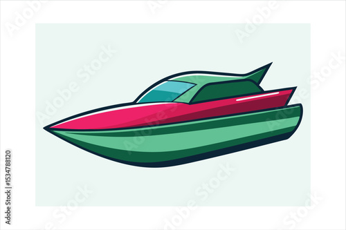 Flat Speedboat Vector Art for Water Transport and Marine Icons