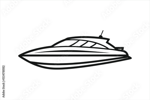 Isolated Speedboat Vector Illustration for Ocean Adventures