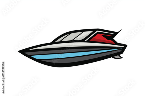 Sea Travel Vector of Speed Boat Isolated on White Background